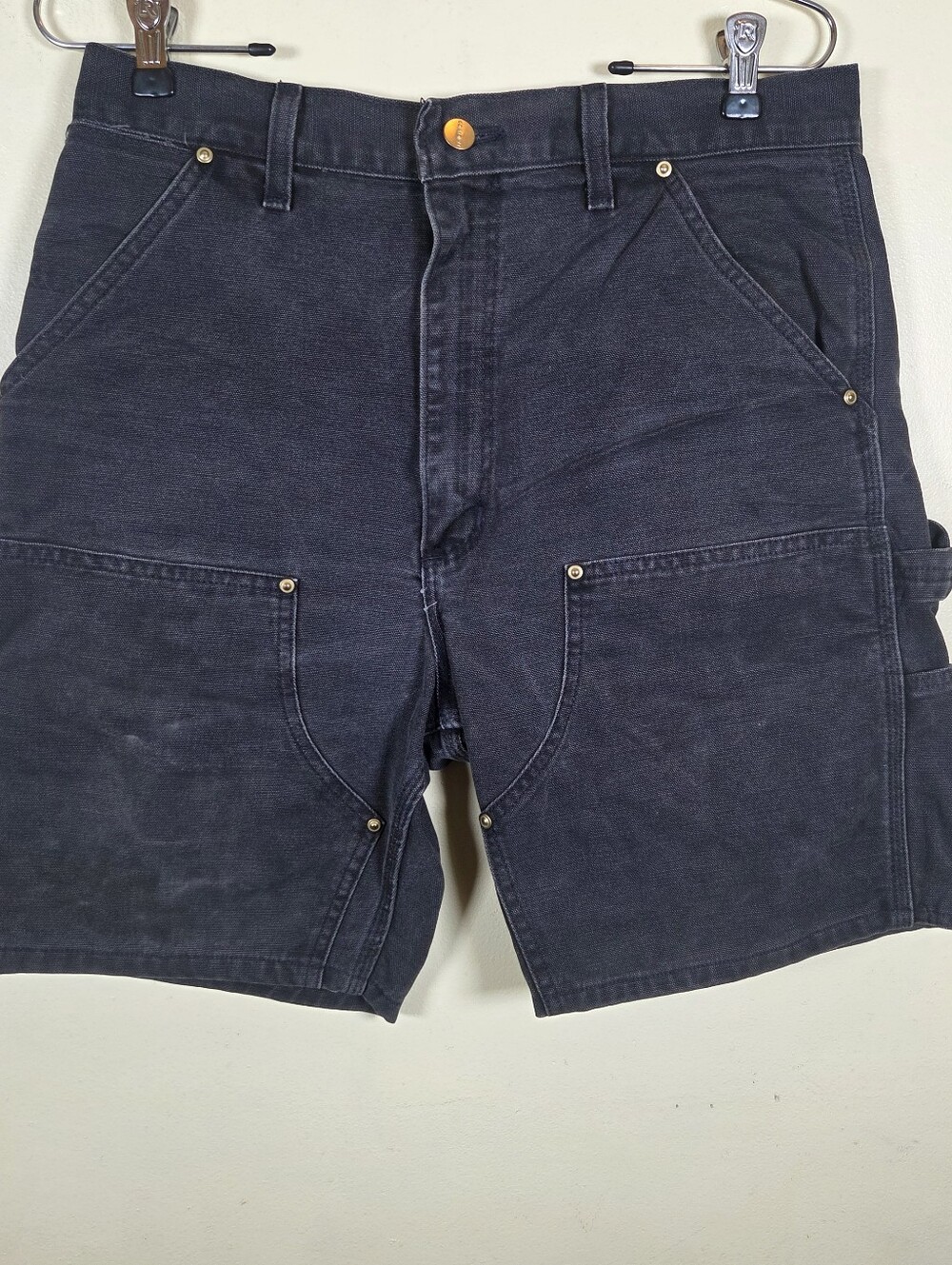 Carhartt Double Knee Shorts Mens 32 Fits 30 Black B01 BLK Vintage Made In USA